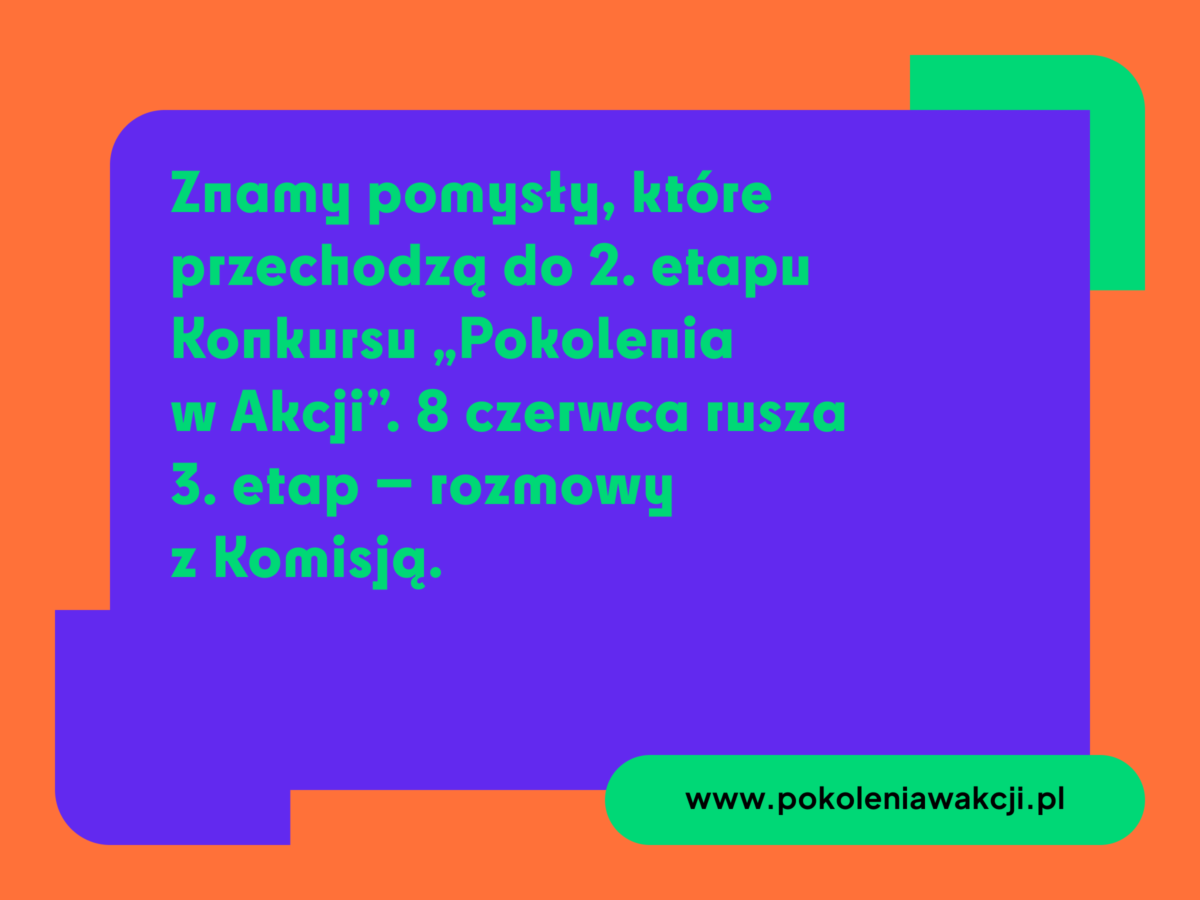Wyniki I&nbsp;etapu Konkursu „Pokolenia w&nbsp;Akcji” – zaproszenia do&nbsp;rozmów online